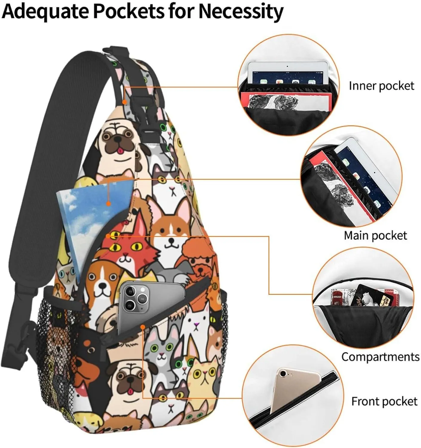 Vintage Elephant Sling Backpack Unisex Crossbody Chest Bag Shoulder Chest Bag For Women Men Hiking Travel