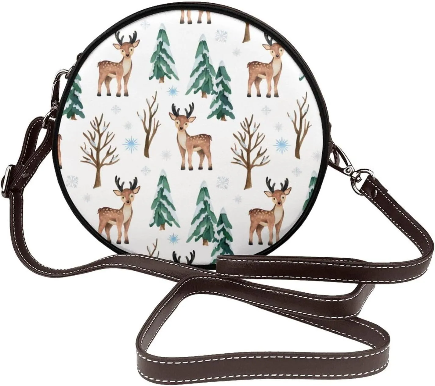 Vintage PU Leather Crossbody Purse Satchel, Small Cute Crossbody Round Bags for Women Sling Shoulder Bag