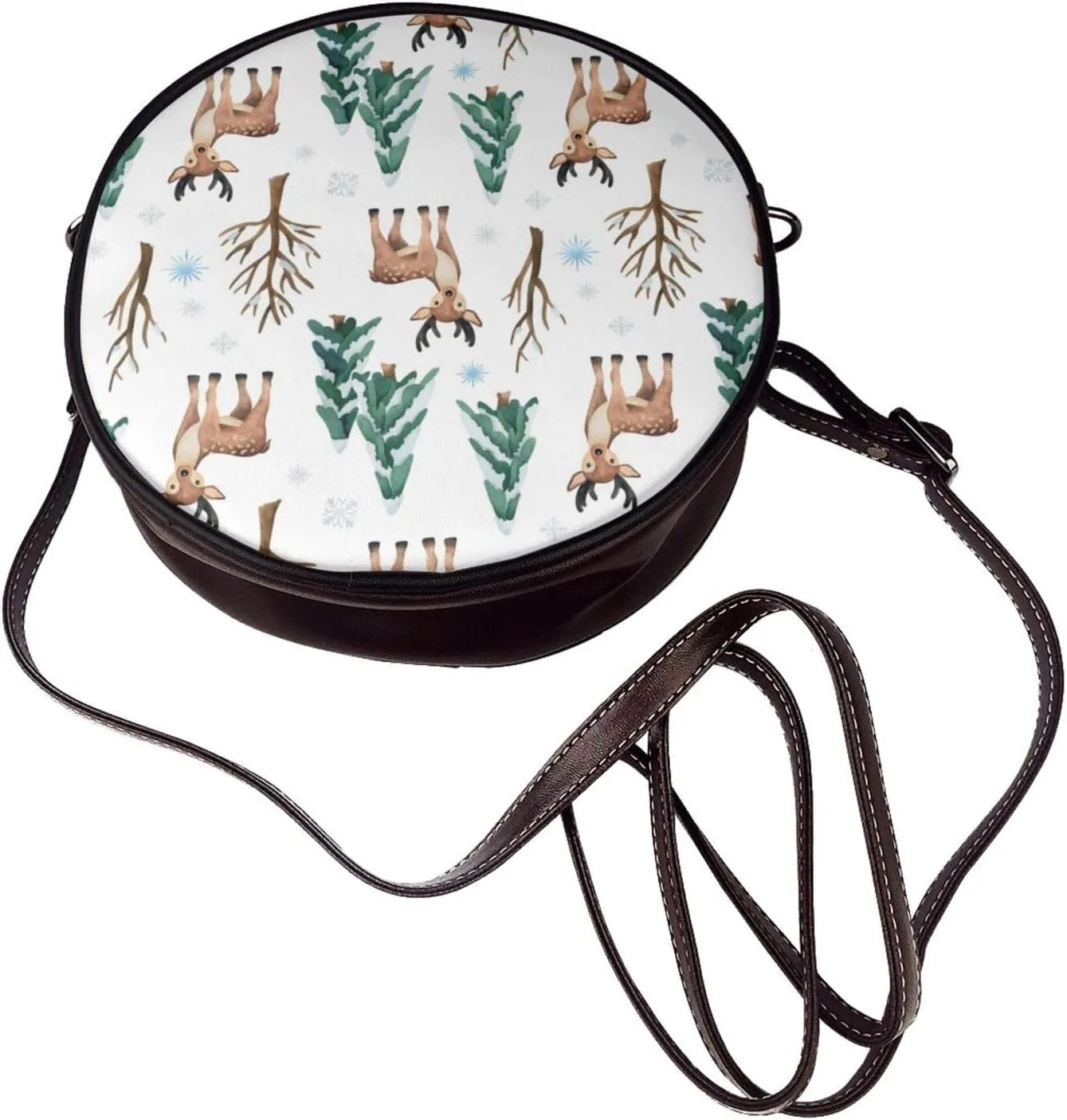Vintage PU Leather Crossbody Purse Satchel, Small Cute Crossbody Round Bags for Women Sling Shoulder Bag