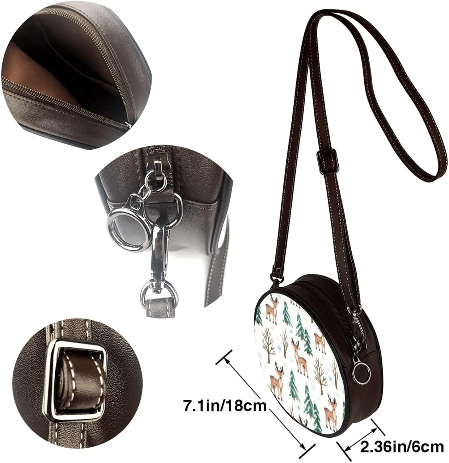 Vintage PU Leather Crossbody Purse Satchel, Small Cute Crossbody Round Bags for Women Sling Shoulder Bag