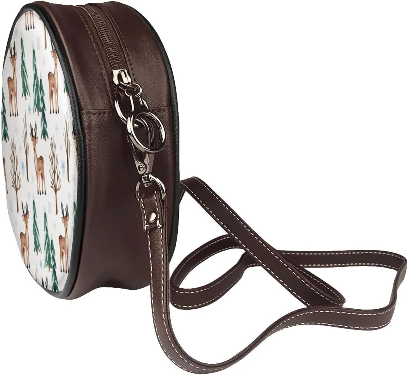 Vintage PU Leather Crossbody Purse Satchel, Small Cute Crossbody Round Bags for Women Sling Shoulder Bag
