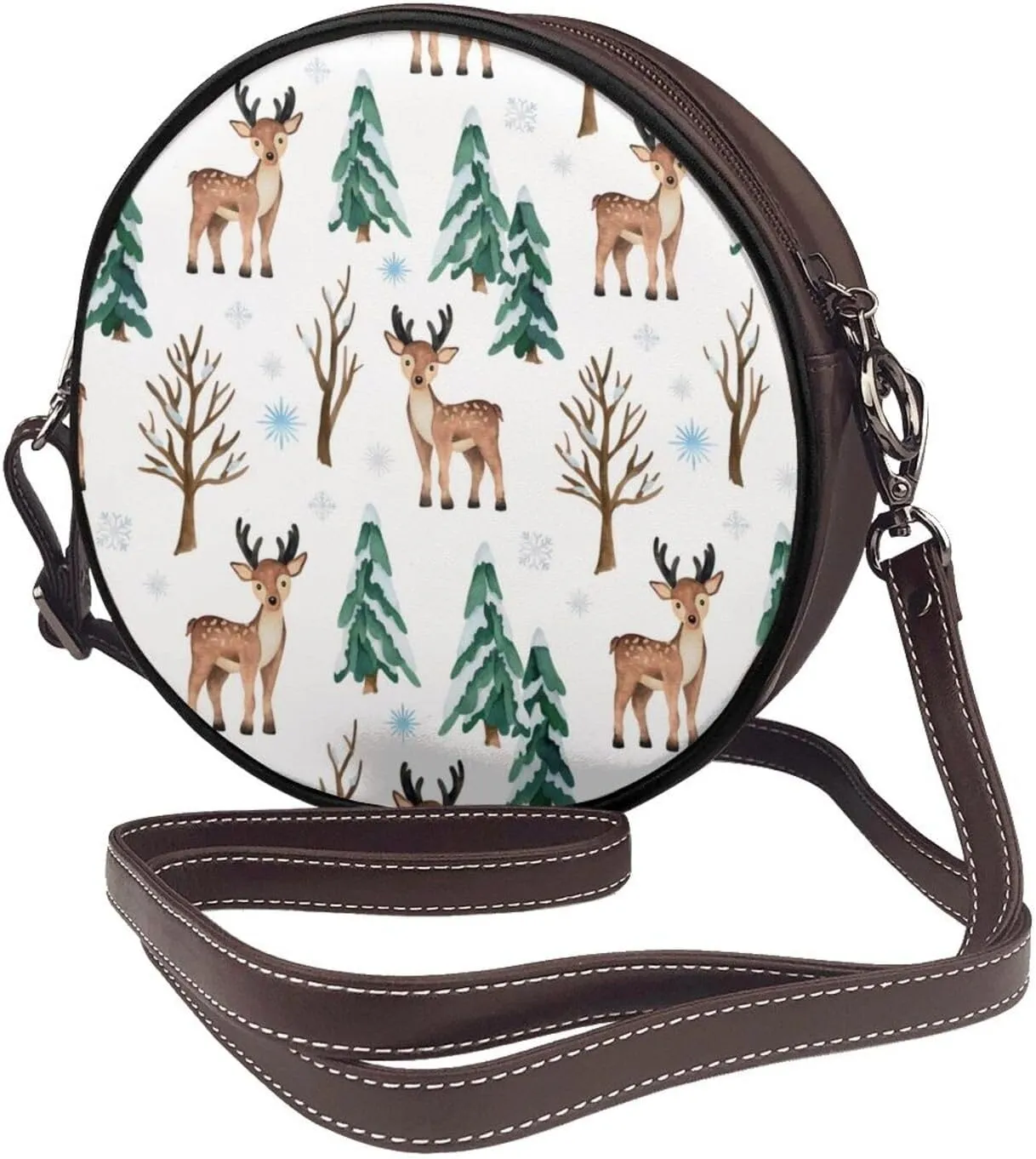 Vintage PU Leather Crossbody Purse Satchel, Small Cute Crossbody Round Bags for Women Sling Shoulder Bag