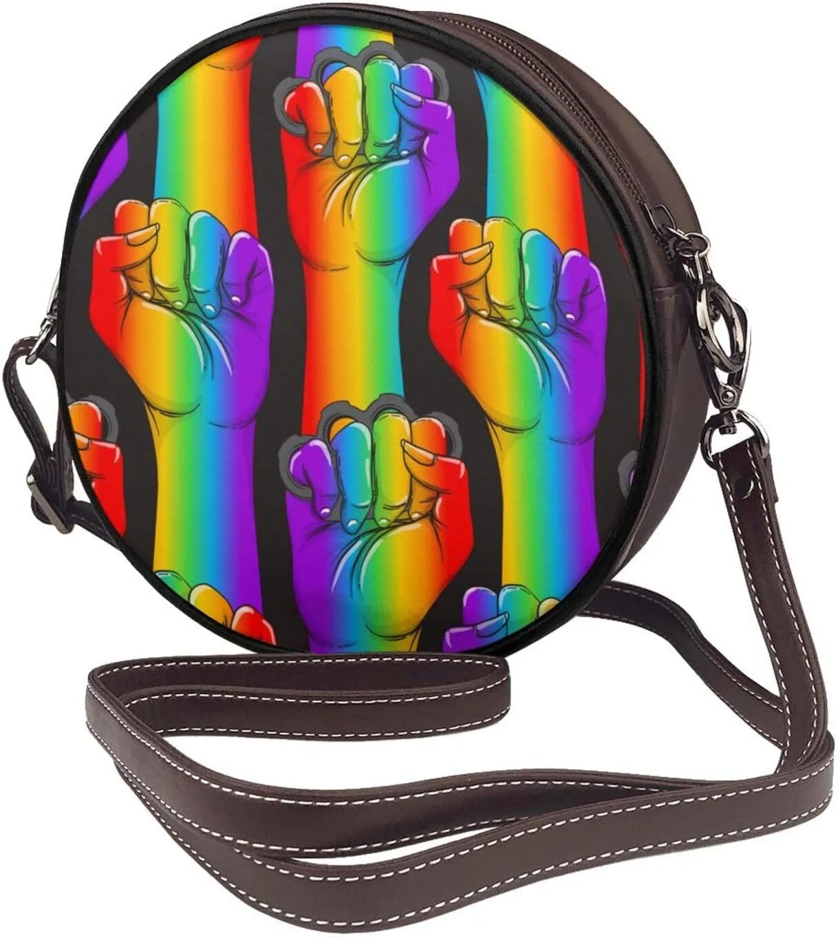Vintage PU Leather Crossbody Purse Satchel, Small Cute Crossbody Round Bags for Women Sling Shoulder Bag