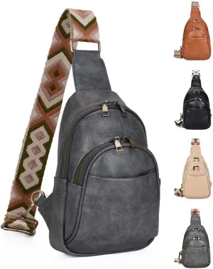 Vintage Sling Bag for Women Crossbody Sling Backpack Multipurpose Chest Bag Casual Shoulder Satchel Daypack (grey)