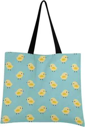 visesunny Women Extra Large Tote Bag Yellow Chick Animal Shoulder Bags Ladies Beach Travel Reusable Grocery Shopping Portable Storage Handbag