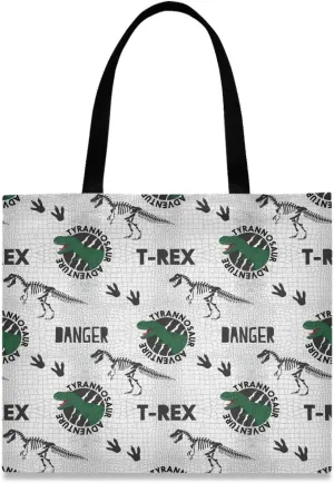 visesunny Women's Large Canvas Tote Shoulder Bag Dino Danger Animal Top Storage Handle Shopping Bag Casual Reusable Tote Bag for Beach,Travel,Groceries,Books
