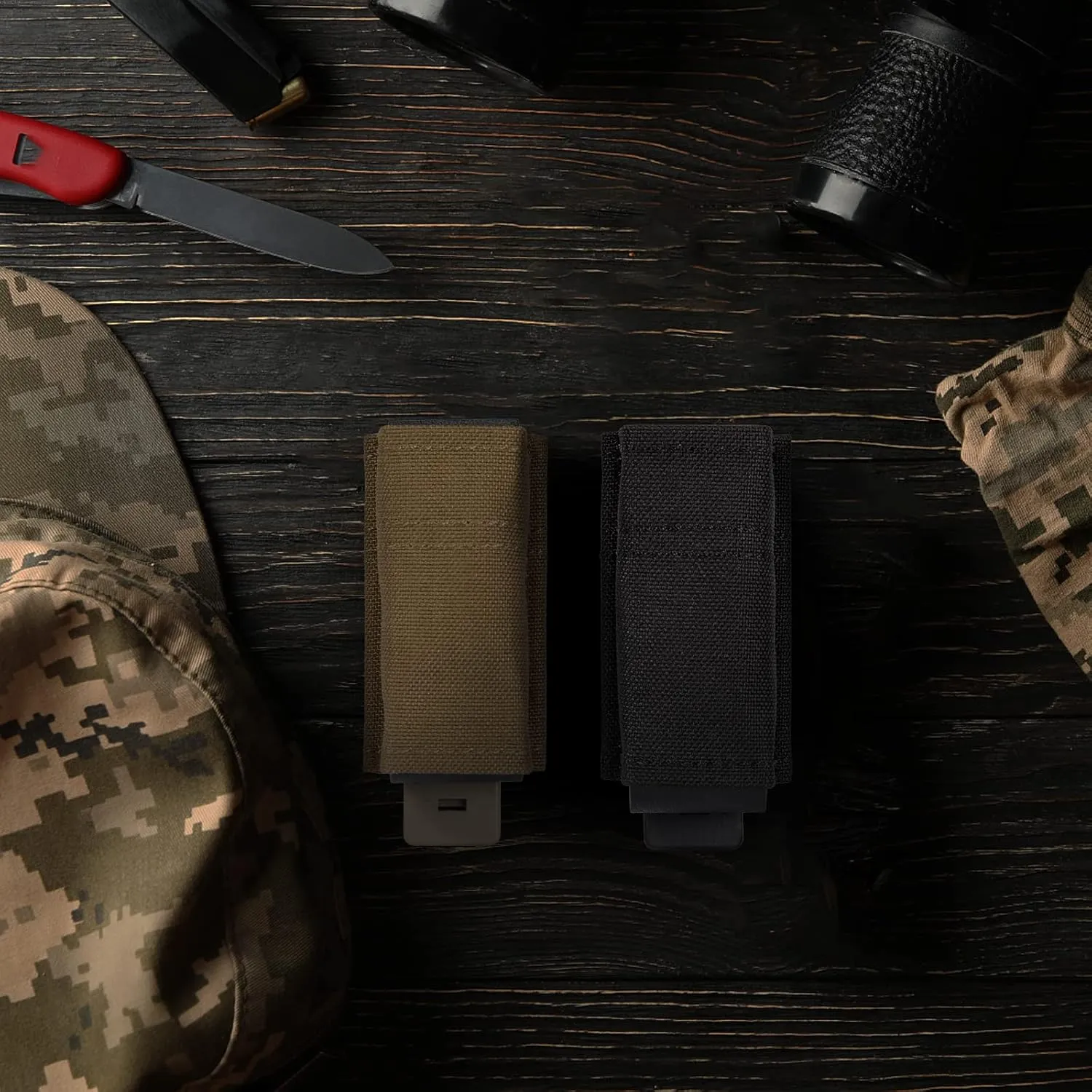 VISMIX Pistol Magazine Pouch, Double 9mm Mag Pouch with Quick Release Kydex Insert and MOLLE Compatible
