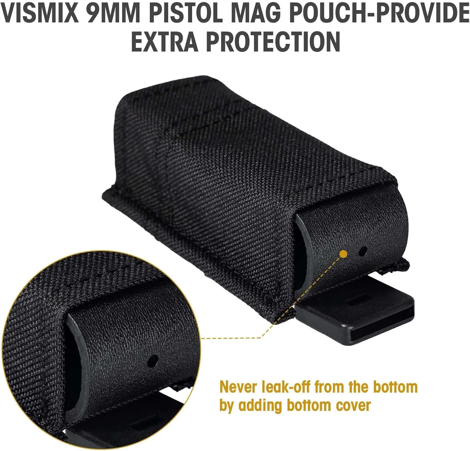 VISMIX Pistol Magazine Pouch, Double 9mm Mag Pouch with Quick Release Kydex Insert and MOLLE Compatible