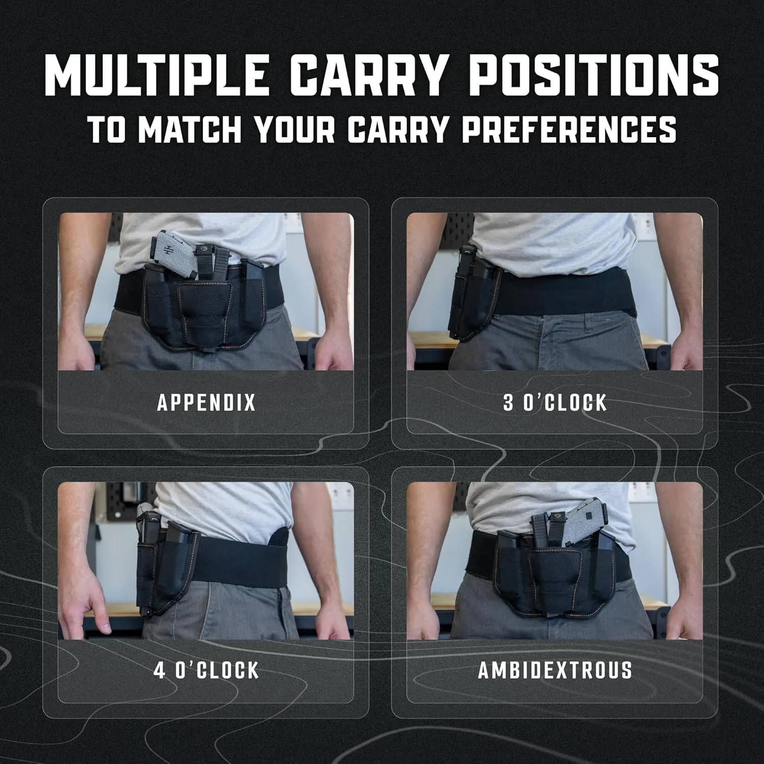 VNSH Airsoft Gun Holster - The Ultimate Belly Band Holster for Men & Women | Comfortable Concealed Carry Belt | Fits 99% of Handguns | Ambidextrous Design with Built-in Magazine Pouches
