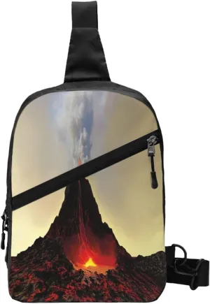 Volcano Sling Bag for Men Women, Small Crossbody Sling Backpack Shoulder Chest Bag, Anti Theft Travel Hiking Sports
