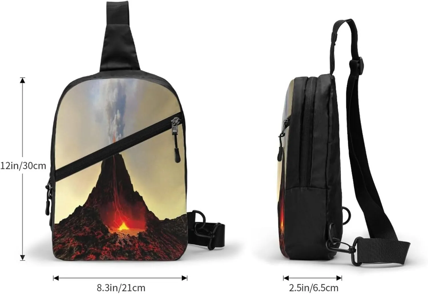 Volcano Sling Bag for Men Women, Small Crossbody Sling Backpack Shoulder Chest Bag, Anti Theft Travel Hiking Sports