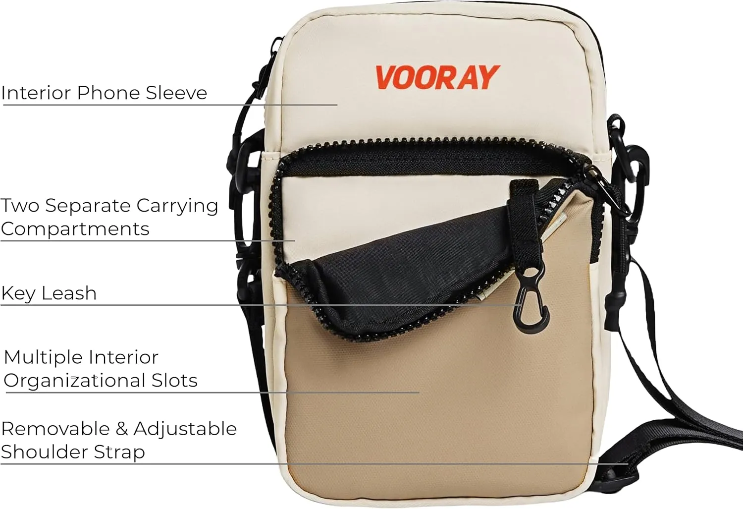 VOORAY 1L Lightweight Core Crossbody Bag – Adjustable Belt Bag for Gym & Travel