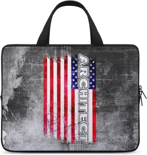 Wall Texture American Flag Architect Laptop Bag Laptop Case Computer Messenger Bag with Adjustable Shoulder Strap