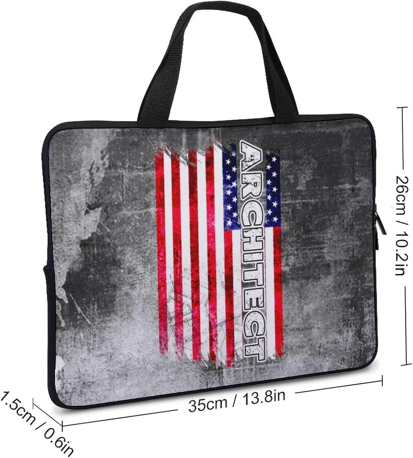 Wall Texture American Flag Architect Laptop Bag Laptop Case Computer Messenger Bag with Adjustable Shoulder Strap