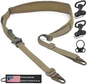 WarBull 2 Point Rifle Sling, QD Swivel Quick Adjust Gun Sling with HK Hook, Soft Shoulder Pad Tactical Rifle Sling for Rifle Shotgun and Crossbow, Hunting and Outdoor Sports with Keychain Gift