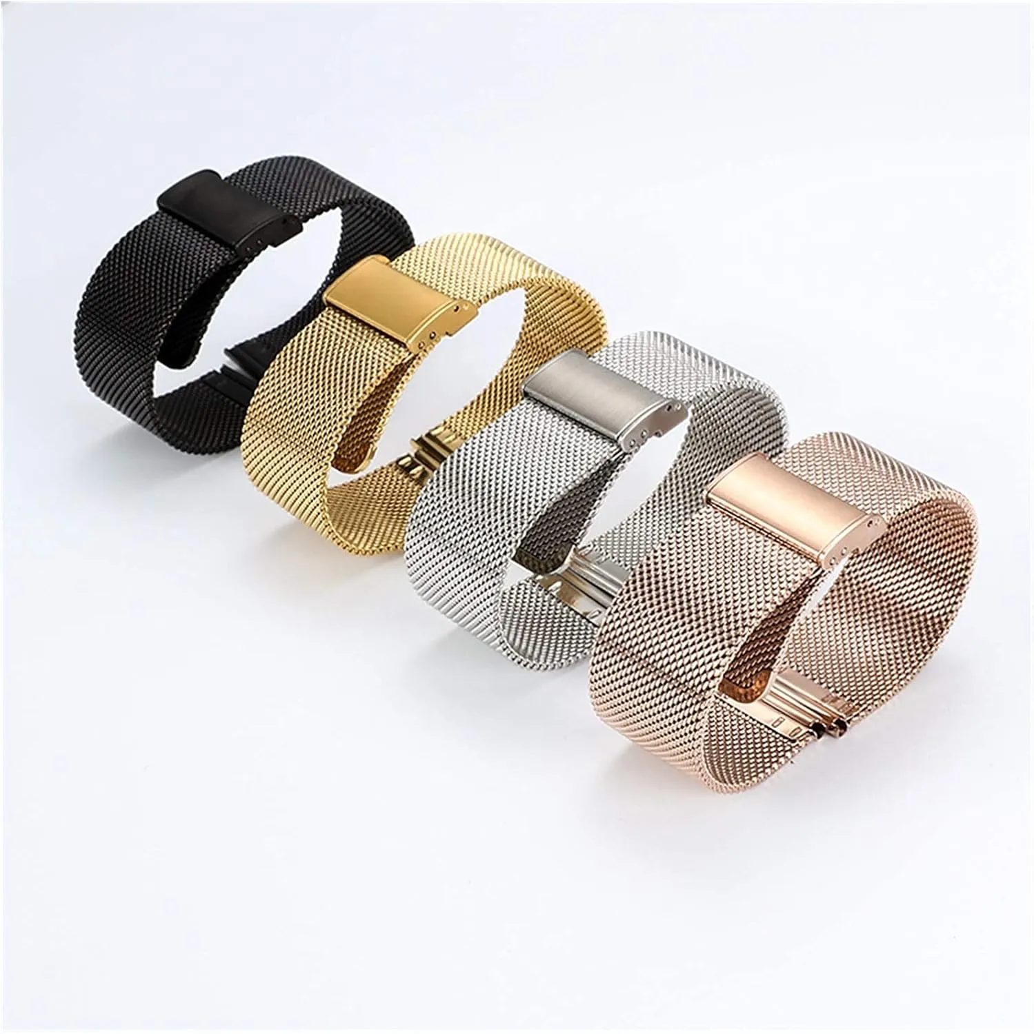 watch strap universal single buckle with 16mm 18mm 20mm 22mm silver stainless steel strap replacement bracelet bracelet