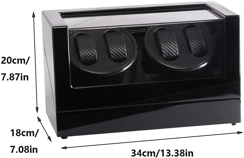 Watch Winder for 4 Watches Wood Shell Piano Paint Exterior Carbon Fiber Leather Extremely Silent Motor Watches