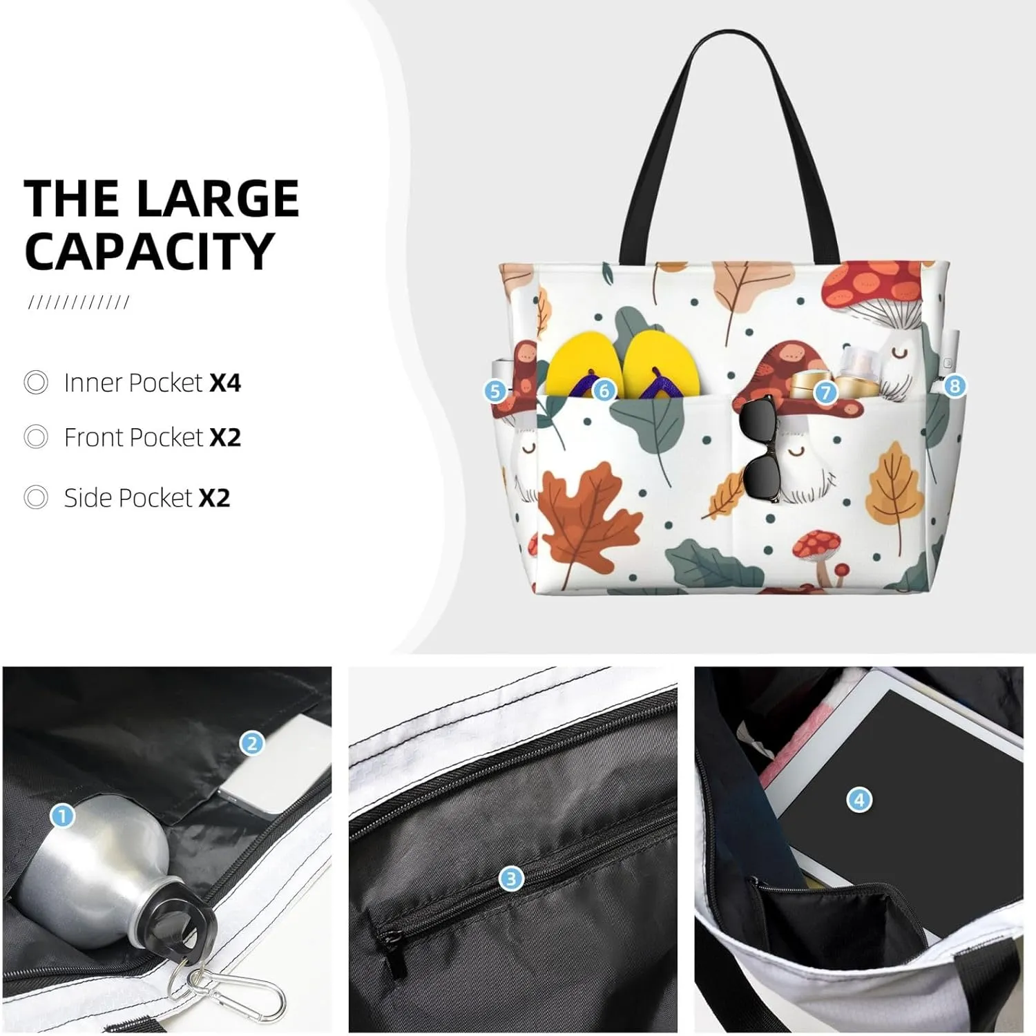 Waterproof Beach Bag for Women Sandproof Beach Tote Bag Large Capacity Swim Pool Bag