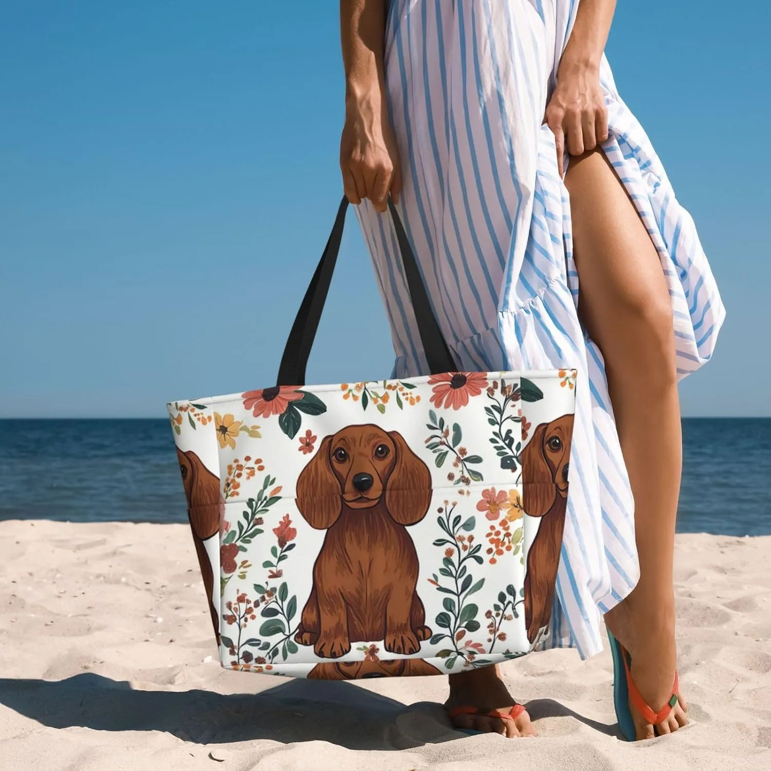 Waterproof Beach Bag for Women Sandproof Beach Tote Bags Large Capacity Swim Pool Bag Foldable Travel Duffel Bags