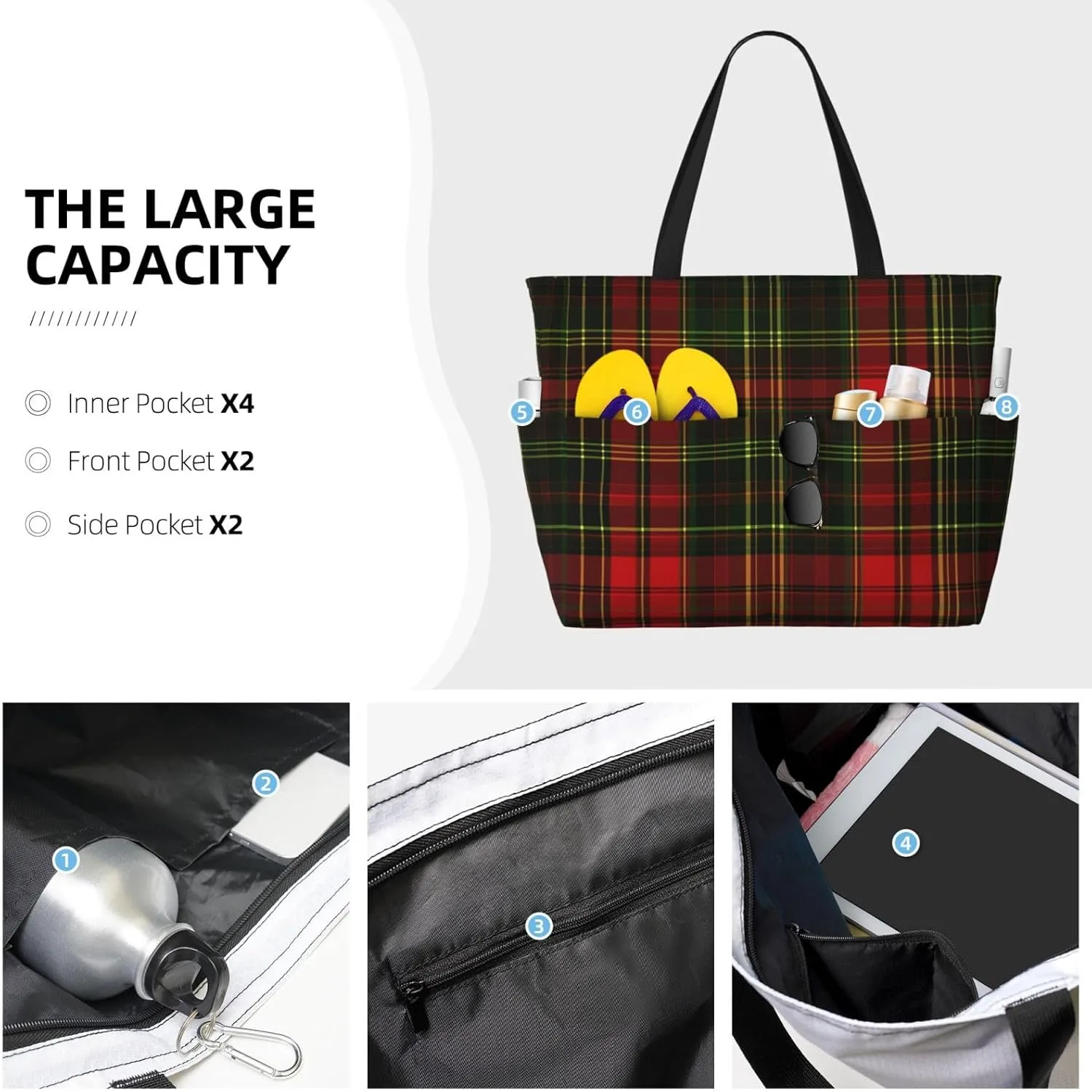 Waterproof Beach Bag for Women Sandproof Beach Tote Bags Large Capacity Swim Pool Bag Foldable Travel Duffel Bags