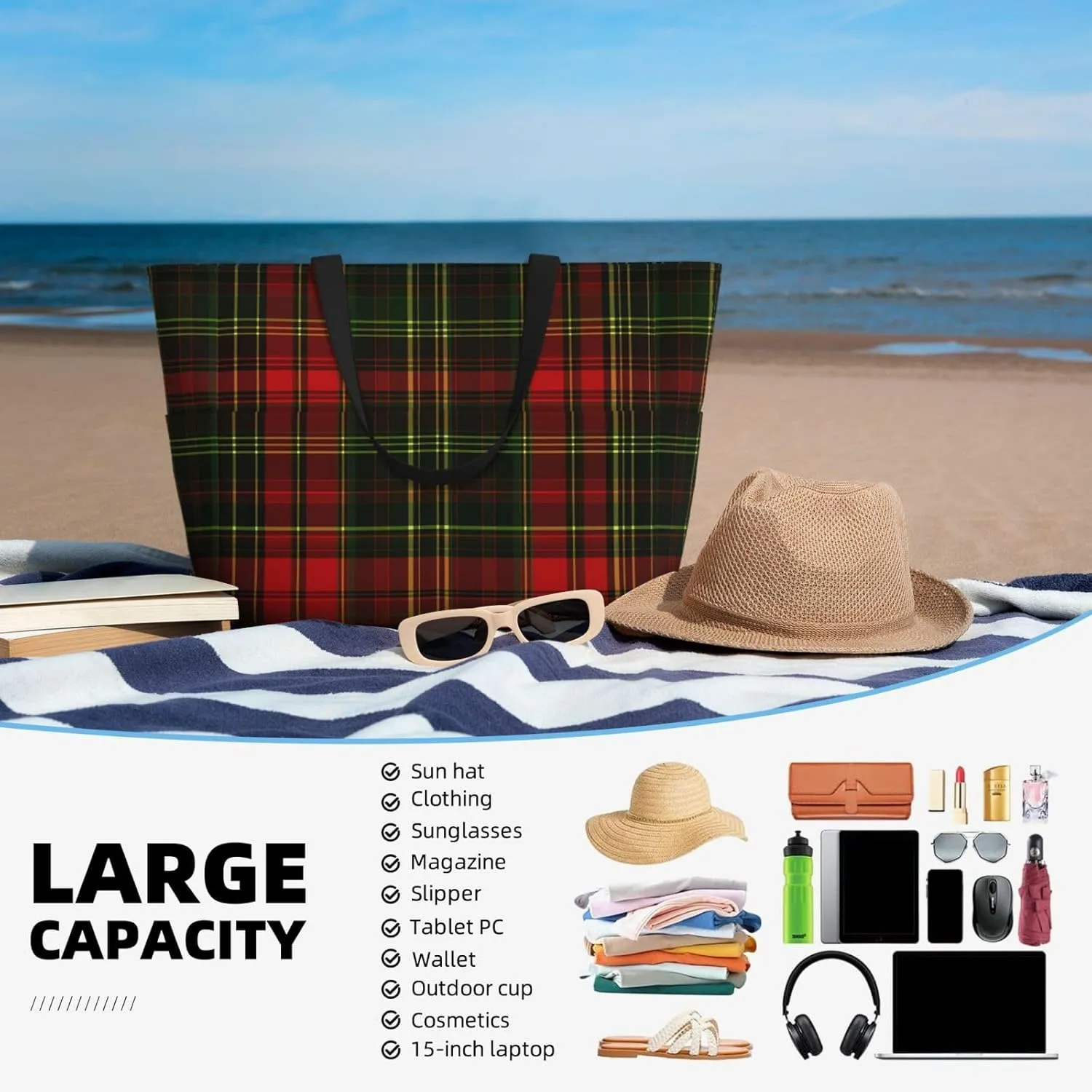 Waterproof Beach Bag for Women Sandproof Beach Tote Bags Large Capacity Swim Pool Bag Foldable Travel Duffel Bags