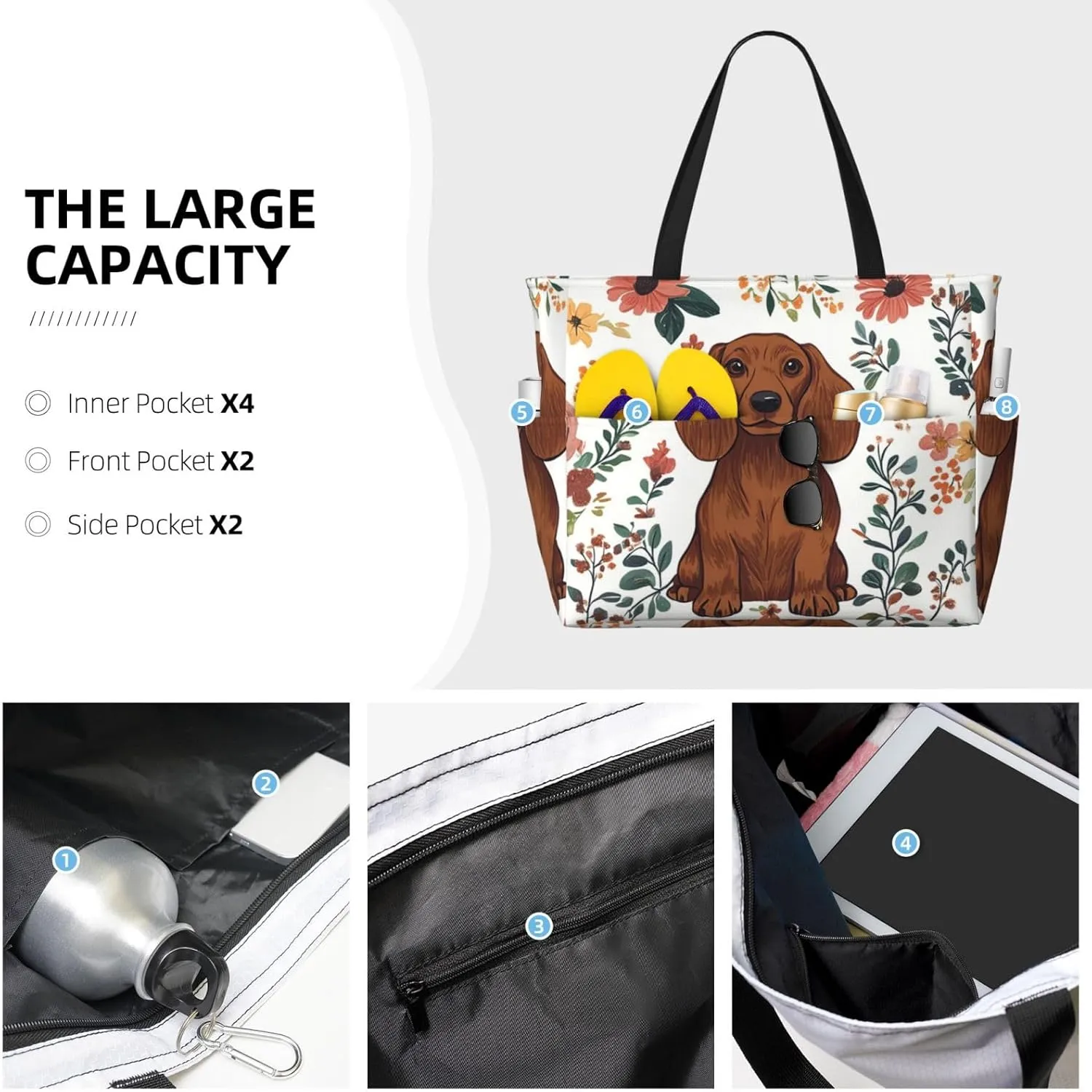 Waterproof Beach Bag for Women Sandproof Beach Tote Bags Large Capacity Swim Pool Bag Foldable Travel Duffel Bags