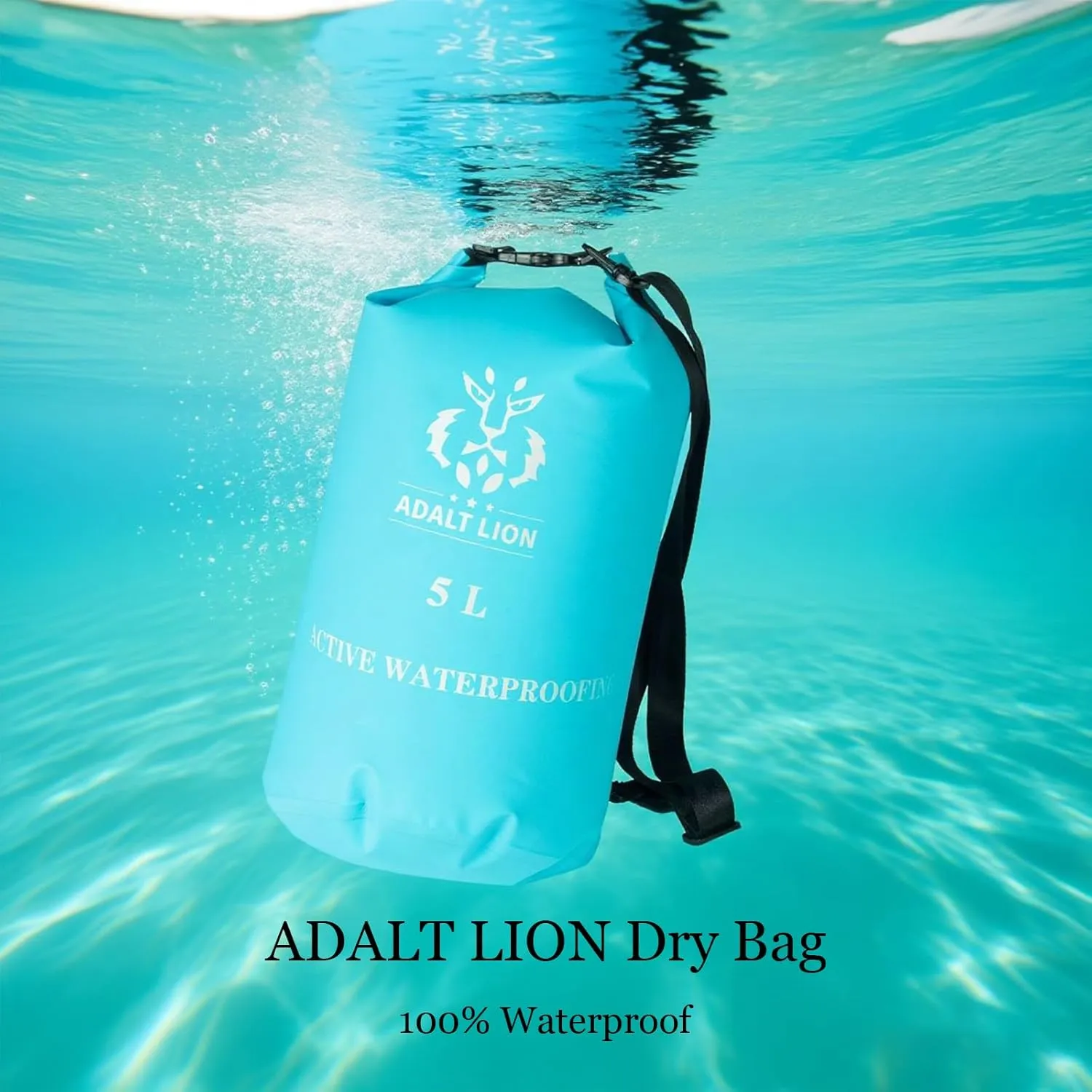 Waterproof Dry Bag 5L/10L/20L - Roll Top Waterproof Backpack for Swimming, Kayaking, Hiking, Floating - Boating Bag with Double Zipper Seal & Adjustable Shoulder Strap (Light Blue, 20 L)