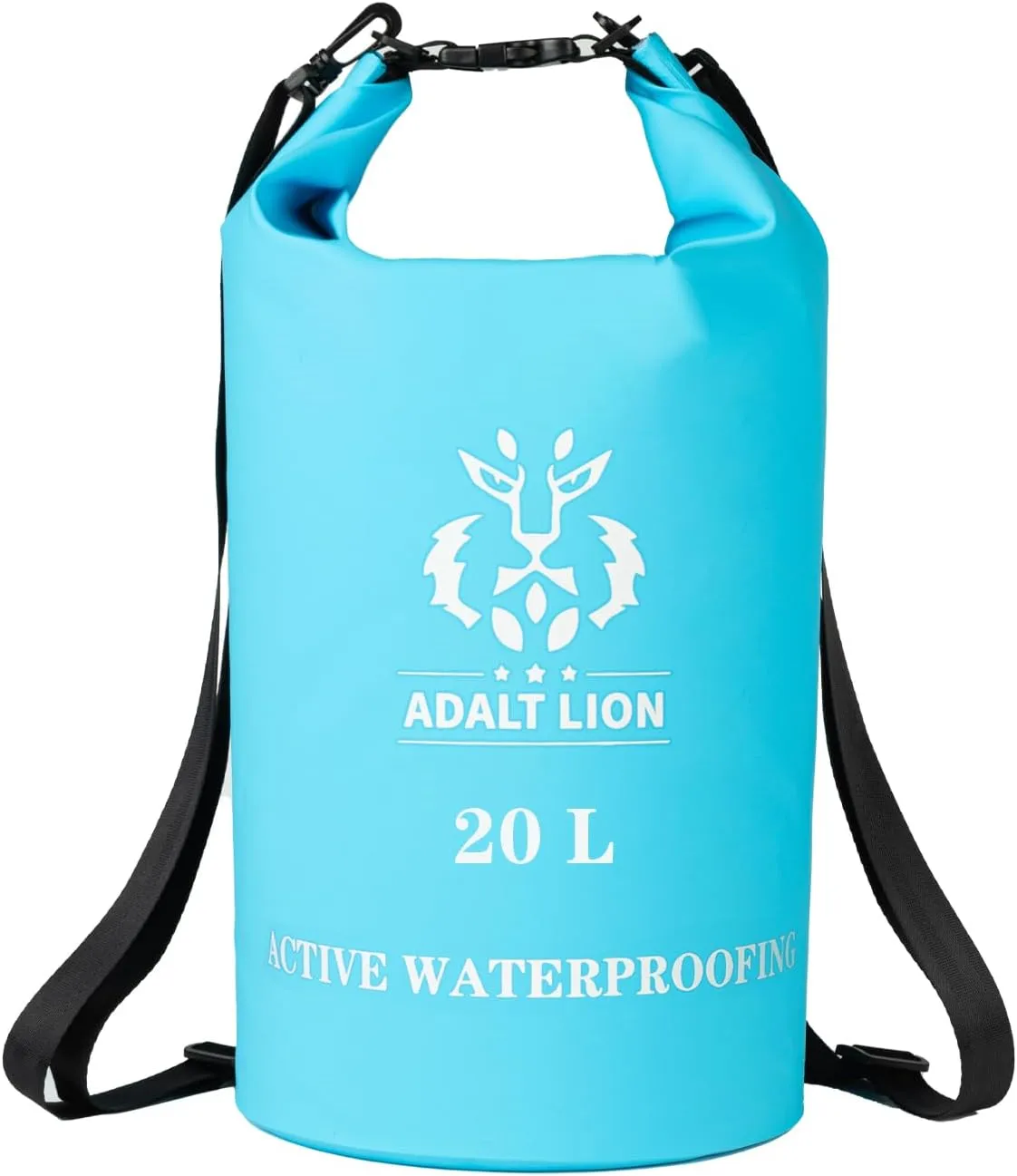Waterproof Dry Bag 5L/10L/20L - Roll Top Waterproof Backpack for Swimming, Kayaking, Hiking, Floating - Boating Bag with Double Zipper Seal & Adjustable Shoulder Strap (Light Blue, 20 L)