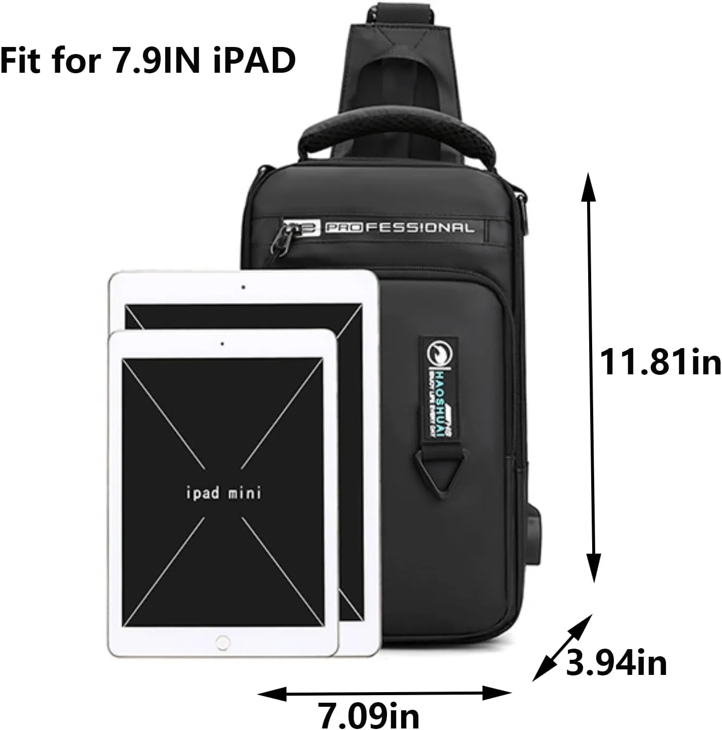 Waterproof Sling Bag for Men and Women,Chest Bag Shoulder Backpack Crossbody Backpack Hiking Daypack Travel Backpack Messenger Bag(Black)
