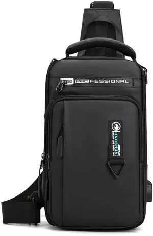 Waterproof Sling Bag for Men and Women,Chest Bag Shoulder Backpack Crossbody Backpack Hiking Daypack Travel Backpack Messenger Bag(Black)