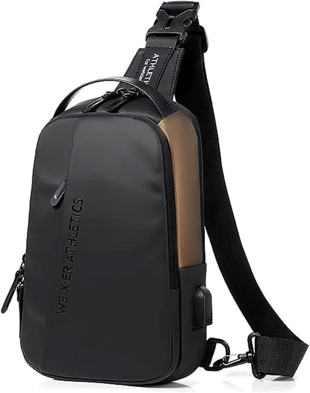 Waterproof Sling Bags Mens Shoulder Crossbody Backpack with USB Charging Port& Headphone,Outdoor Lightweight Bag