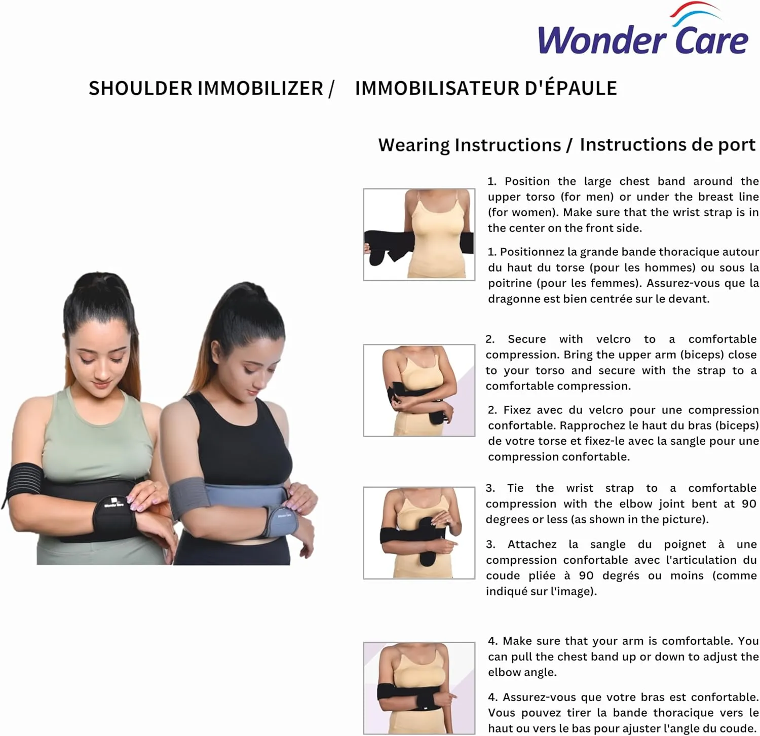 WC Shoulder support brace arm sling shoulder immobilizer youth shoulder brace Shoulder stabilizer Compression Brace rotator cuff surgery sling Left-Right arm sling–Size3 (36-40) Inch