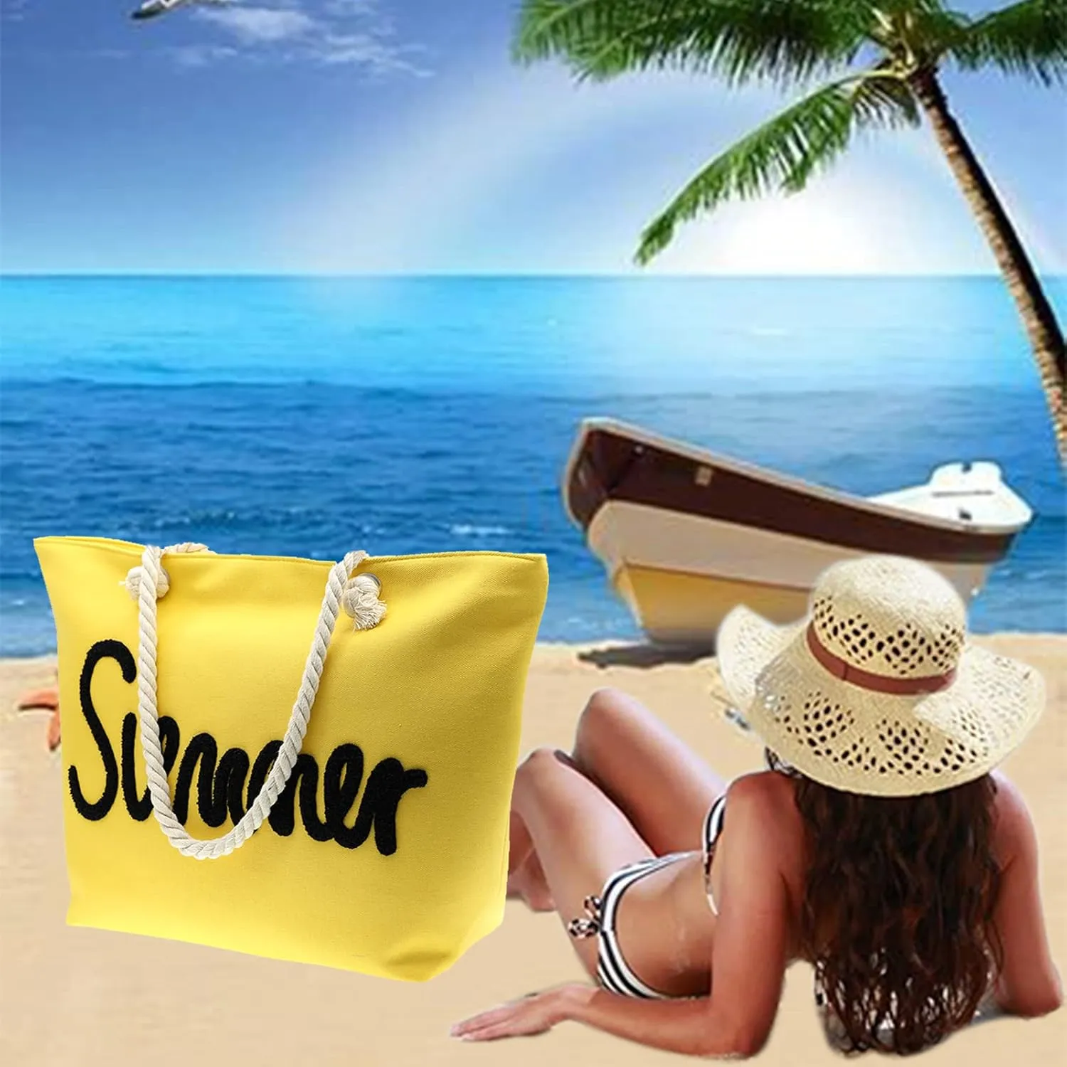We We Summer Beach bags for Women Large Beach Tote Bag Pool Beach Towel Bags Daily Bags for Travel Gym