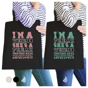 Weirdo Freak BFF Matching Canvas Bags Washable Beach Tote