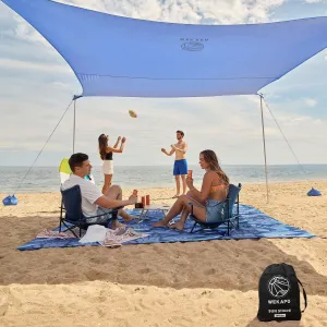 WEKAPO Beach Tent Sun Shelter 8 x 8 FT with Beach Blanket 7 x 8 FT