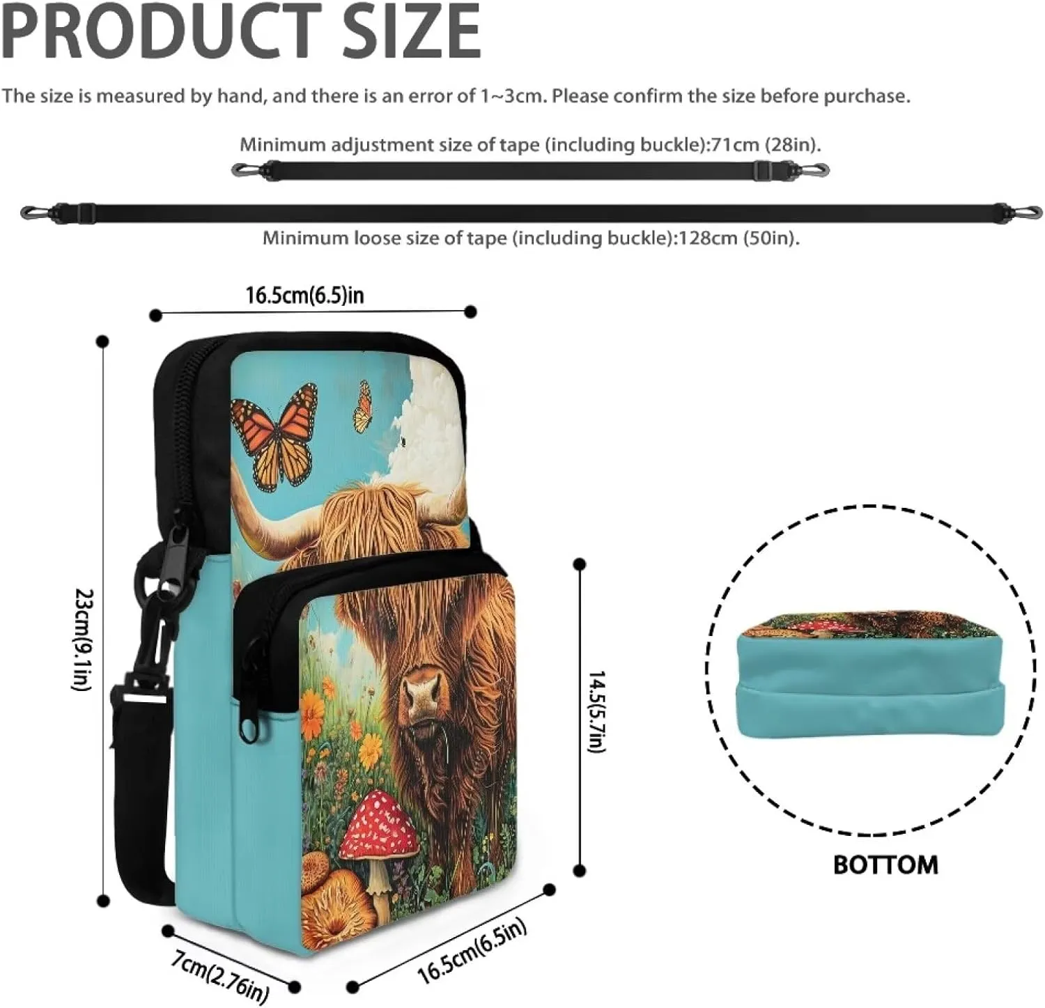 WELLFLYHOM Small Crossbody Bag for Men Women Phone Purse Over Shoulder Handbag Messenger Pouch