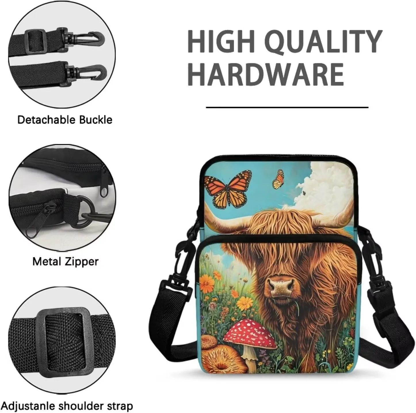 WELLFLYHOM Small Crossbody Bag for Men Women Phone Purse Over Shoulder Handbag Messenger Pouch
