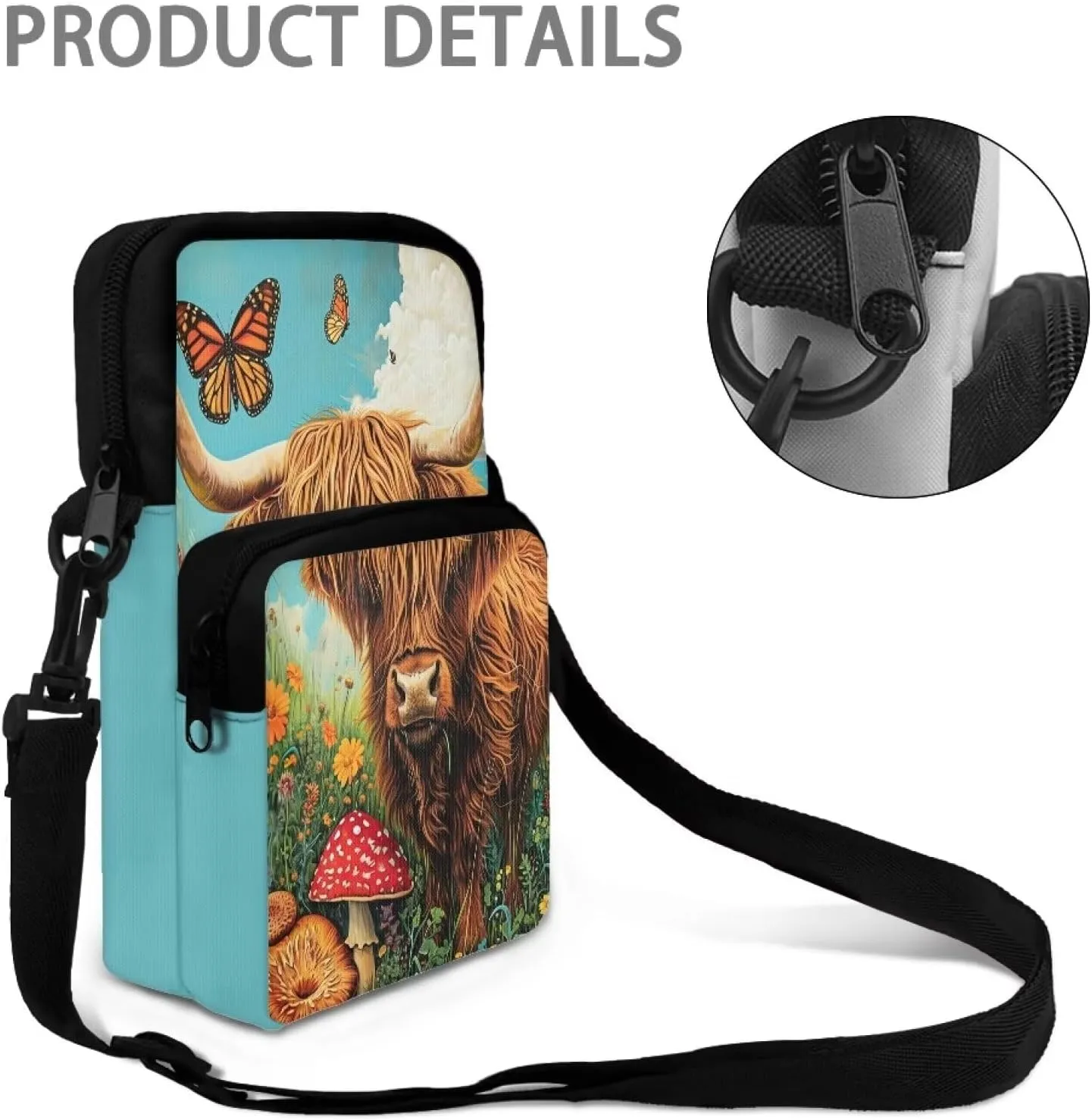WELLFLYHOM Small Crossbody Bag for Men Women Phone Purse Over Shoulder Handbag Messenger Pouch