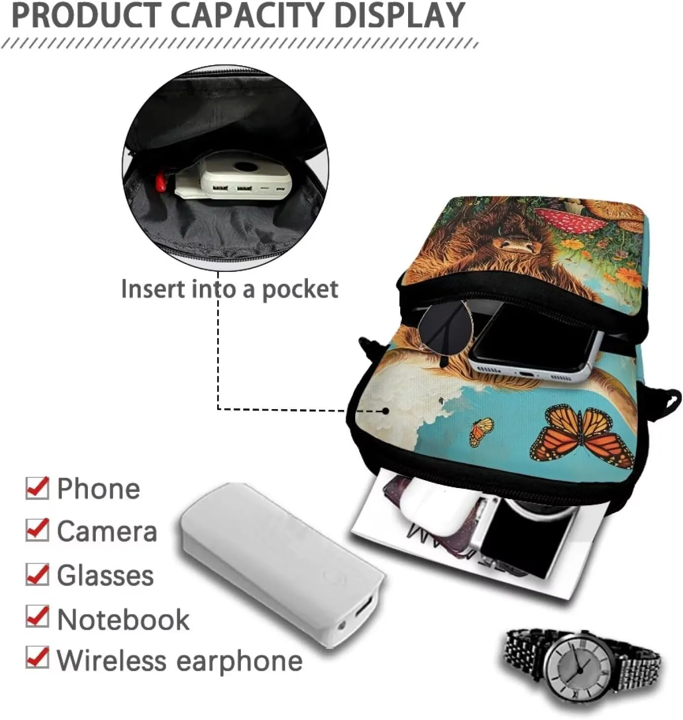 WELLFLYHOM Small Crossbody Bag for Men Women Phone Purse Over Shoulder Handbag Messenger Pouch