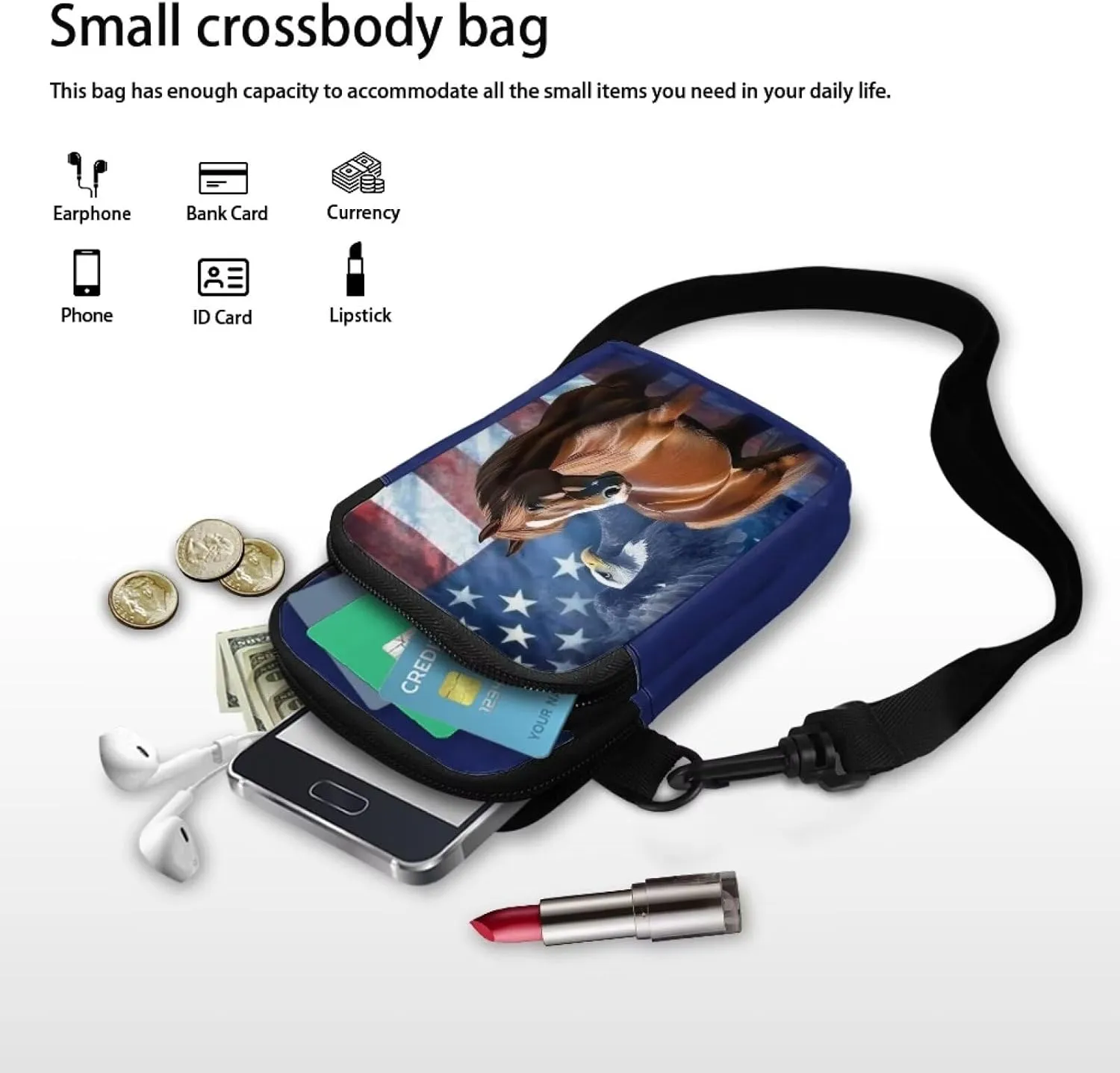 WELLFLYHOM Small Crossbody Bag for Women Phone Purse Messenger Pouch Mini Shoulder Handbag