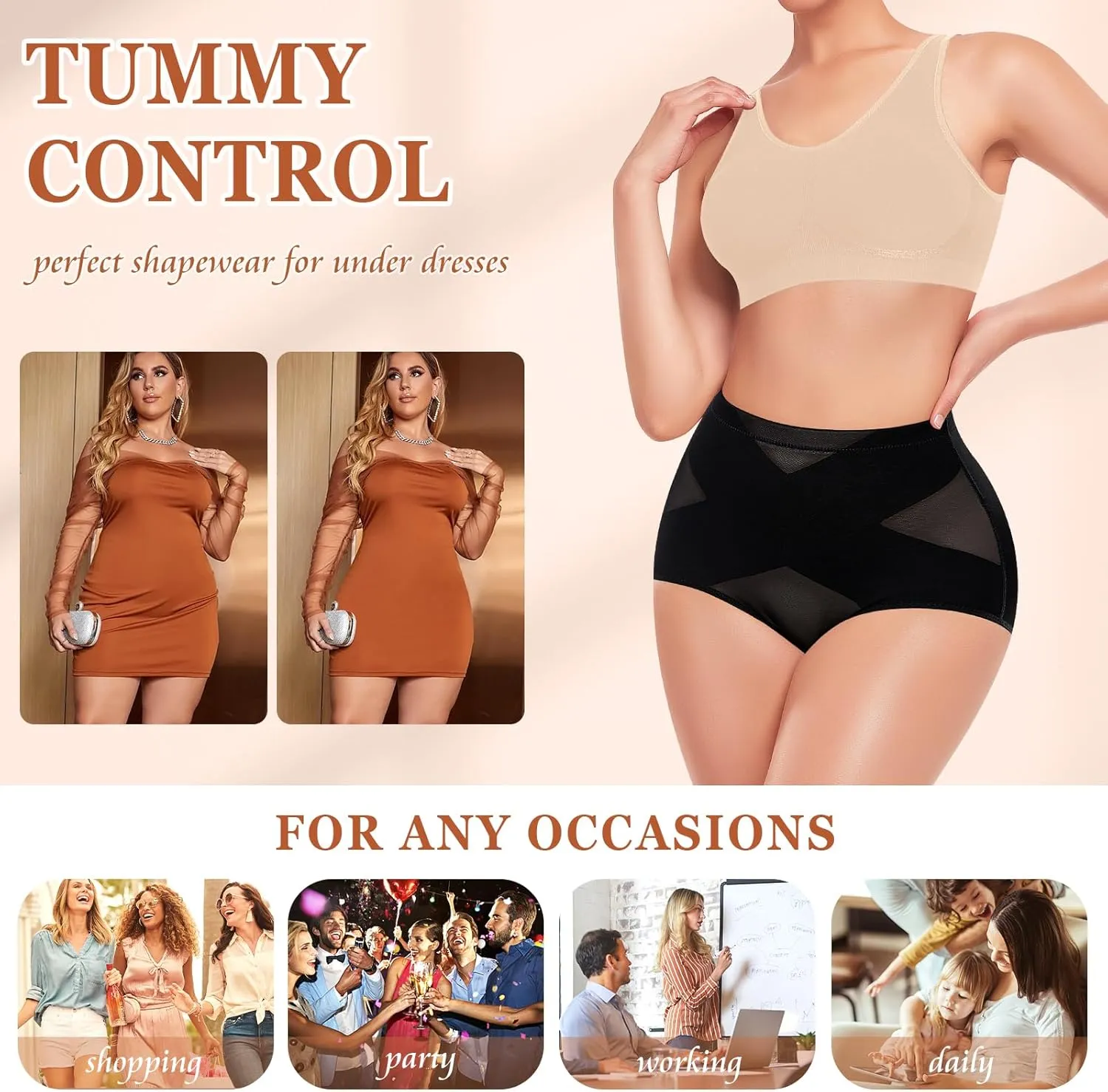 Werena Tummy Control Shapewear for Women Shaping Panties Underwear High Waisted Cincher Body Shaper Slimming Panty Girdle