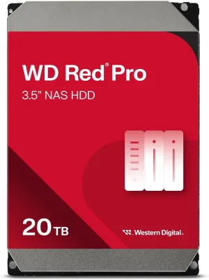 Western Digital 20TB WD Red Pro NAS Internal Hard Drive HDD - 7200 RPM, SATA 6 Gb/s, CMR, 512 MB Cache, 3.5" - WD201KFGX