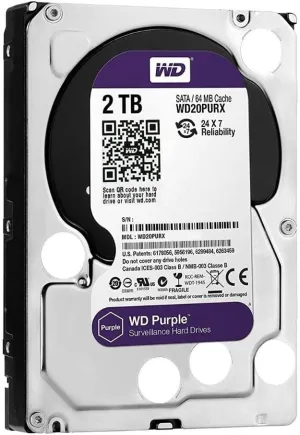 Western Digital 2TB WD Purple Surveillance Internal Hard Drive HDD - SATA 6 Gb/s, 64 MB Cache, 3.5" - WD20PURZ
