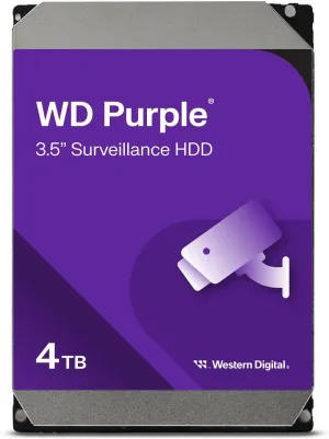 Western Digital 4TB WD Purple Surveillance Internal Hard Drive HDD - SATA 6 Gb/s, 64 MB Cache, 3.5" - WD40PURZ