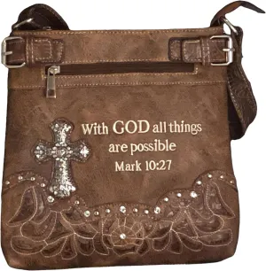 Western Purse Cross Bible Verse Women Shoulder Bag Crossbody Handbag