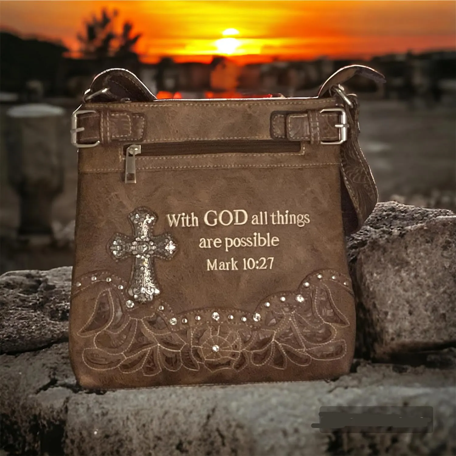 Western Purse Cross Bible Verse Women Shoulder Bag Crossbody Handbag