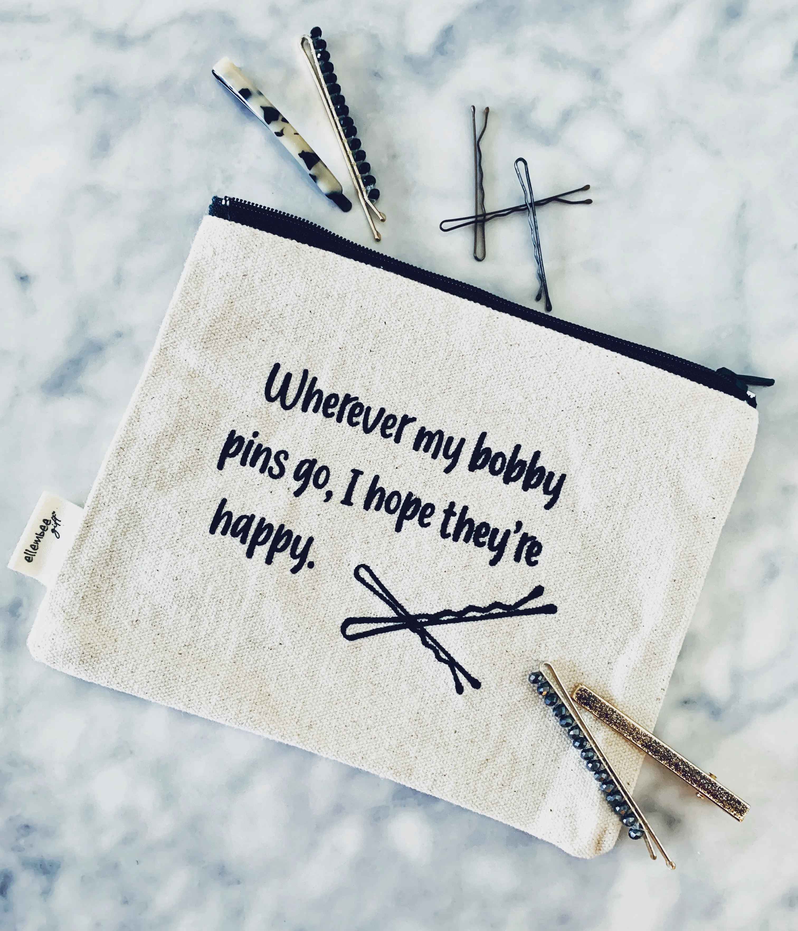 Wherever my bobby pins go, I hope they're happy zipper pouch