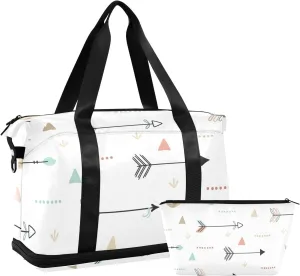 White Arrow Versatile Sports Travel Bag - Lasting Twill Tote, Removable Wheel & Rod Bagging, Multi-pocket Design, Complimentary Makeup Bag