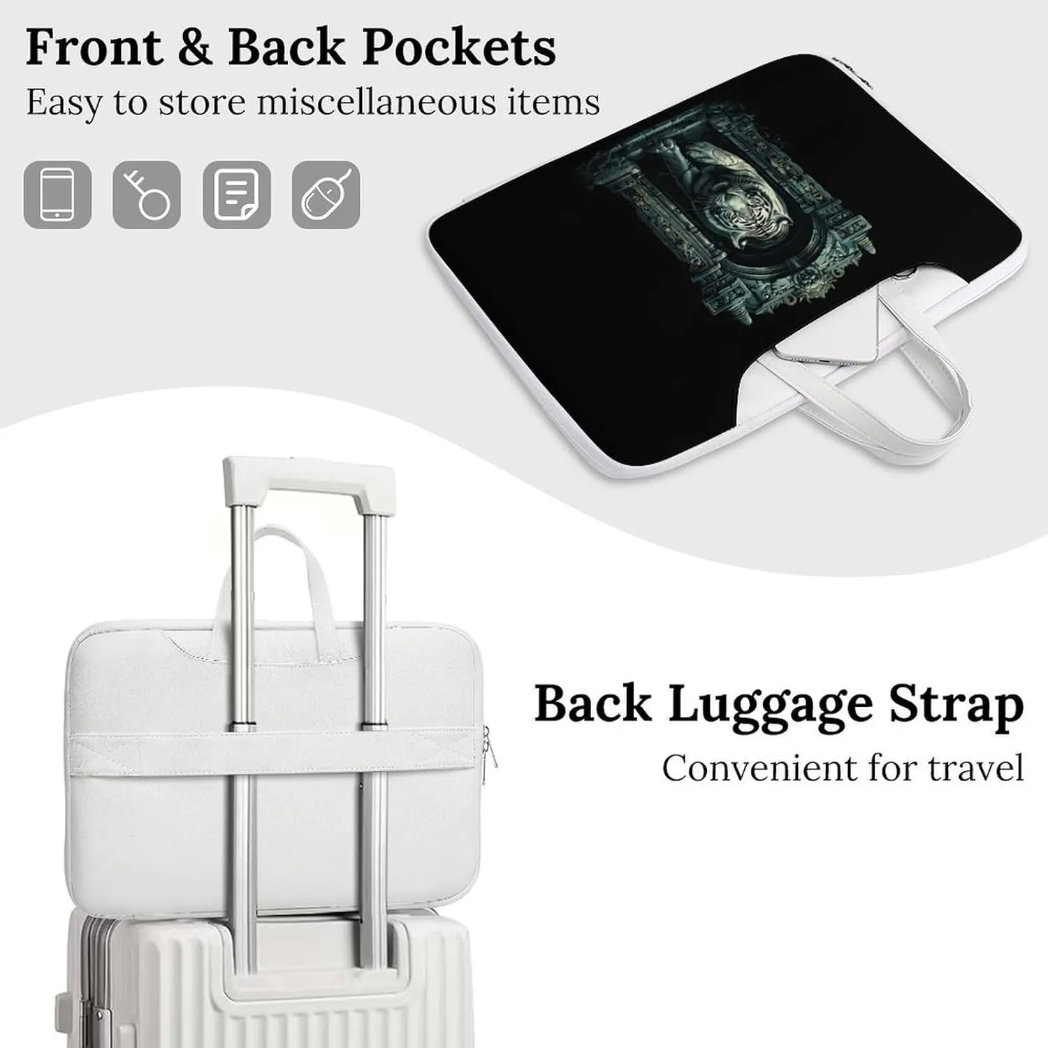 White Tiger Architecture Laptop Sleeve Bag Protective Case Handbag With Shoulder Strap for Computer 10-17 Inch