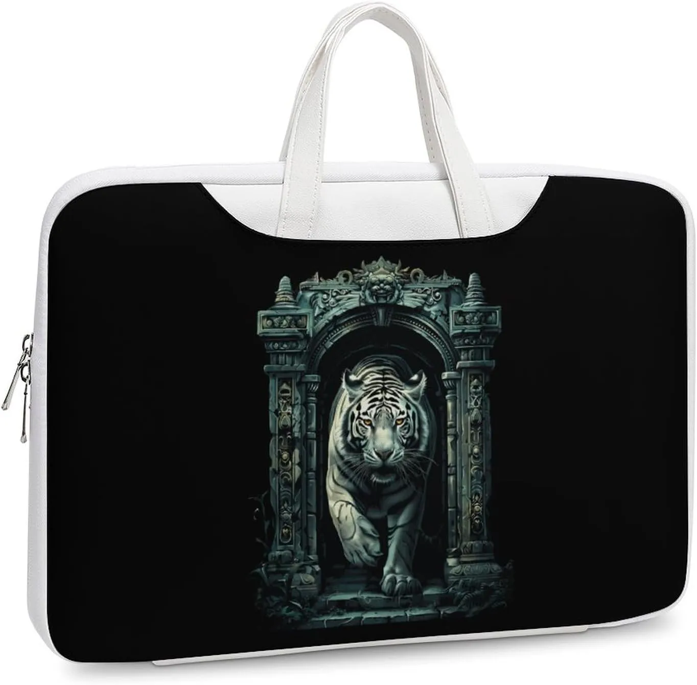 White Tiger Architecture Laptop Sleeve Bag Protective Case Handbag With Shoulder Strap for Computer 10-17 Inch